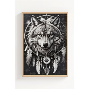 Aslan Kurt Baykuş 3 Parçalı Ahşap Çerçeveli Tablo Seti