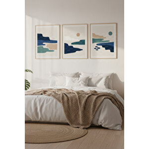 Minimalist Manzara 3 Parçalı Ahşap Çerçeveli Tablo Seti 21x30 cm