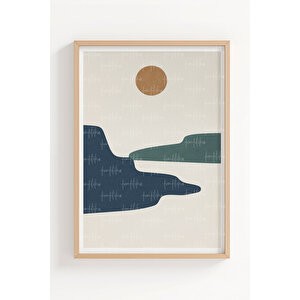 Minimalist Manzara 3 Parçalı Ahşap Çerçeveli Tablo Seti 21x30 cm