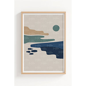 Minimalist Manzara 3 Parçalı Ahşap Çerçeveli Tablo Seti