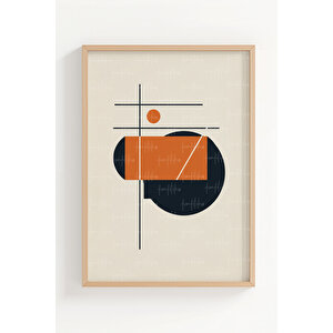 Geometrik Soyut 3 Parçalı Ahşap Çerçeveli Tablo Seti 50x70 cm