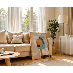 Modern Geometrik 3 Parçalı Ahşap Çerçeveli Tablo Seti - Minimal Ve Renkli Tasarım 21x30 cm