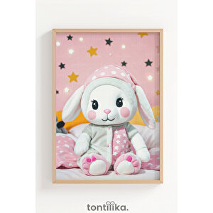 Pembe Hayvan Dostları 3’lü Ahşap Çerçeveli Dekoratif Tablo Seti – Fil, Tavşan Ve Ayıcık