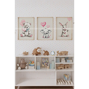 Love Balloons 3’lü Ahşap Çerçeveli Dekoratif Tablo Seti 50x70 cm