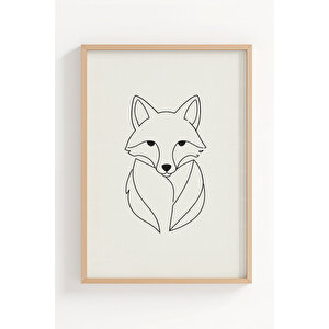 Geyik Ayı Tilki 3’lü Hayvan Çizim Temalı Ahşap Çerçeveli Tablo Seti - Minimalist Dekor