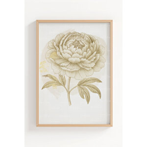 Çiçek İllüstrasyonları 3’lü Vintage Ahşap Çerçeveli Tablo Seti - Yatak Odası Dekoru 50x70 cm