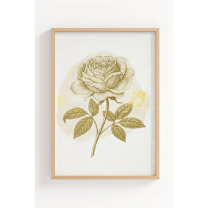 Çiçek İllüstrasyonları 3’lü Vintage Ahşap Çerçeveli Tablo Seti - Yatak Odası Dekoru 50x70 cm