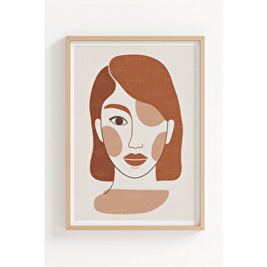 Soyut Kadın Portreleri 3’lü İnsan Temalı Ahşap Çerçeveli Tablo Seti - Yatak Odası Dekoru 21x30 cm