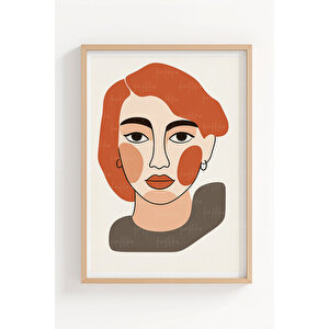 Soyut Kadın Portreleri 3’lü İnsan Temalı Ahşap Çerçeveli Tablo Seti - Yatak Odası Dekoru 21x30 cm