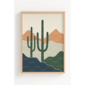 Bohem Çöl Temalı 3’lü Ahşap Çerçeveli Tablo Seti - Salon Dekoru