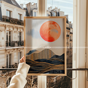 Gün Batımı Manzarası 3'lü Ahşap Çerçeveli Tablo Seti 21x30 cm