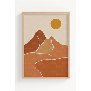 Minimalist Doğa İllüstrasyonu 3’lü Ahşap Çerçeveli Tablo Seti 30x42 cm