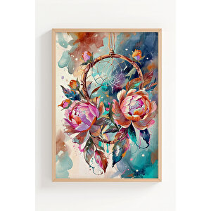 Renkli Düş Kapanı 3 Parçalı Ahşap Çerçeveli Tablo Seti 30x42 cm