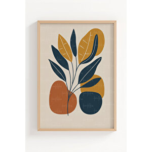 Minimalist Doğa İllüstrasyonu 3’lü Ahşap Çerçeveli Tablo Seti