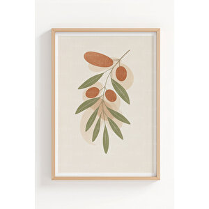 Zeytin Dalı 3’lü Ahşap Çerçeveli Tablo Seti - Mutfak Dekoru 50x70 cm