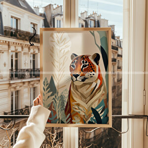 Tropikal Hayvan Temalı 3'lü Ahşap Çerçeveli Tablo Seti 50x70 cm