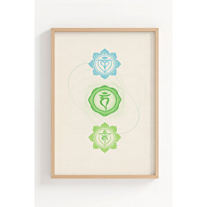 Çakra Sembolleri Manevi İllüstrasyon 3’lü Ahşap Çerçeveli Tablo Seti 50x70 cm