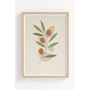 Zeytin Dalı 3’lü Ahşap Çerçeveli Tablo Seti - Mutfak Dekoru 21x30 cm