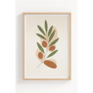 Zeytin Dalı 3’lü Ahşap Çerçeveli Tablo Seti - Mutfak Dekoru