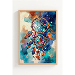 Renkli Düş Kapanı 3 Parçalı Ahşap Çerçeveli Tablo Seti 50x70 cm