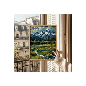 Doğa Manzarası 3 Parçalı Ahşap Çerçeveli Tablo Seti-2