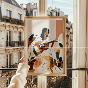 Akustik Anlar Temalı 3'lü Ahşap Çerçeveli Tablo Seti 30x42 30x42 cm