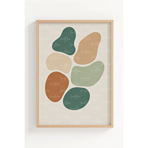 Soyut Renk Bloklu 3’lü Modern Ahşap Çerçeveli Tablo Seti - Salon Dekoru 21x30 cm