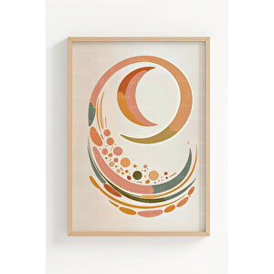 Retro Kadın Ve Soyut Güneş 3 Parçalı Ahşap Çerçeveli Tablo Seti 30x42 cm