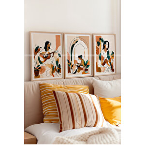 Akustik Anlar Temalı 3'lü Ahşap Çerçeveli Tablo Seti-21x30 21x30 cm