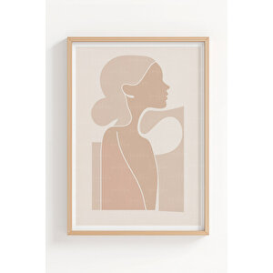 Soyut Kadın Silüeti Minimalist 3 Parçalı Ahşap Çerçeveli Tablo Seti 30x42 cm