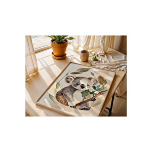 Bebek Ve Çocuk Odası Sevimli Hayvanlar Tema Ahşap Çerçeveli 3'lü Tablo Seti 30x42 cm