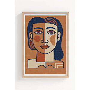 Soyut Yüz Portreleri 3’lü Ahşap Çerçeveli Tablo Seti 21x30 cm