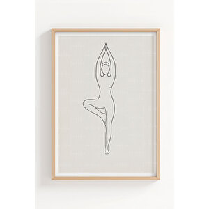 Yoga Pozları 3’lü Minimalist Ahşap Çerçeveli Tablo Seti 30x42 cm