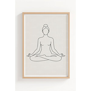 Yoga Pozları 3’lü Minimalist Ahşap Çerçeveli Tablo Seti 30x42 cm
