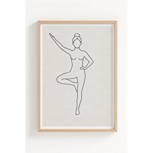 Yoga Pozları 3’lü Minimalist Ahşap Çerçeveli Tablo Seti