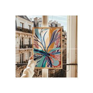 Soyut Doğa Ve Renkli Bitkiler 3 Parçalı Ahşap Çerçeveli Tablo Seti 30x42 cm