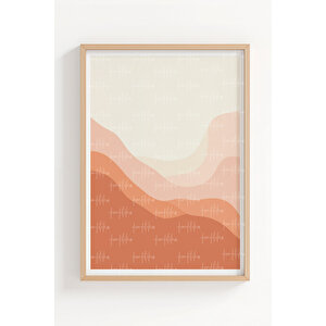 Soyut Dalga Desenli 3’lü Ahşap Çerçeveli Tablo Seti - Modern Salon Dekoru 50x70 cm