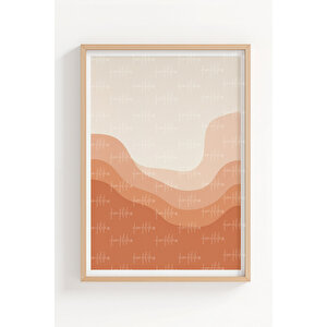 Soyut Dalga Desenli 3’lü Ahşap Çerçeveli Tablo Seti - Modern Salon Dekoru 50x70 cm