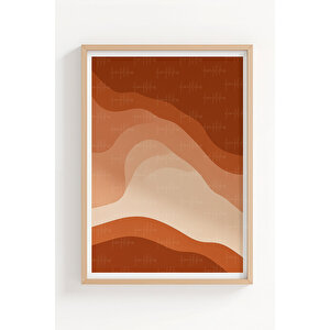 Soyut Dalga Desenli 3’lü Ahşap Çerçeveli Tablo Seti - Modern Salon Dekoru