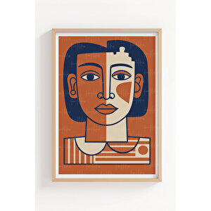 Soyut Yüz Portreleri 3’lü Ahşap Çerçeveli Tablo Seti 30x42 cm