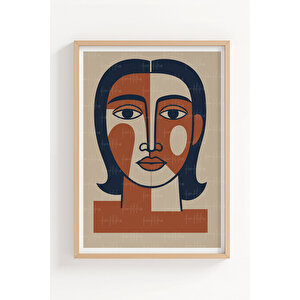 Soyut Yüz Portreleri 3’lü Ahşap Çerçeveli Tablo Seti