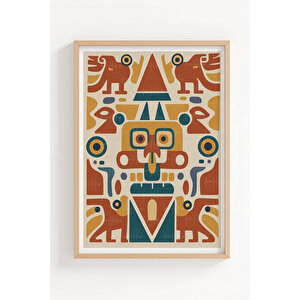 Aztek Tribal Desen 3’lü Ahşap Çerçeveli Tablo Seti 30x42 cm