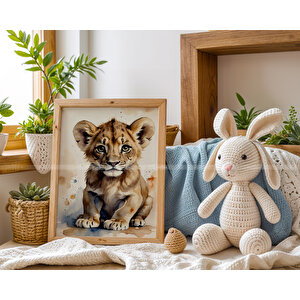 Zürafa, Fil Ve Aslan 3’lü 1. Kalite Ahşap Çerçeveli Tablo Seti – Bebek Odası Dekoru