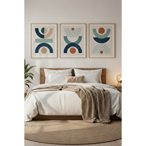 Geometrik Desenli 3 Parçalı Ahşap Çerçeveli Tablo Seti 50x70 cm