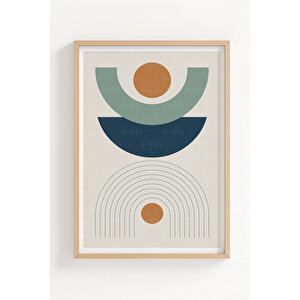 Geometrik Desenli 3 Parçalı Ahşap Çerçeveli Tablo Seti 50x70 cm