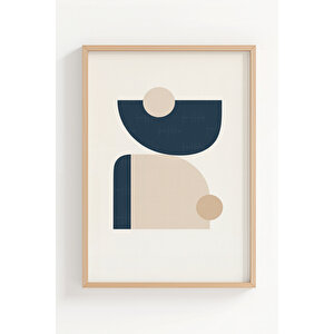 Boho Geometrik Soyut Minimalist 3 Parçalı Ahşap Çerçeveli Tablo Seti 30x42 cm