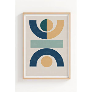 Geometrik Desenli 3 Parçalı Ahşap Çerçeveli Tablo Seti