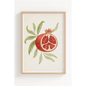 Nar Ve İncir 3’lü Vintage Ahşap Çerçeveli Tablo Seti - Mutfak Dekoru 21x30 cm