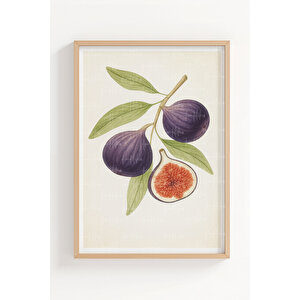 Nar Ve İncir 3’lü Vintage Ahşap Çerçeveli Tablo Seti - Mutfak Dekoru 21x30 cm