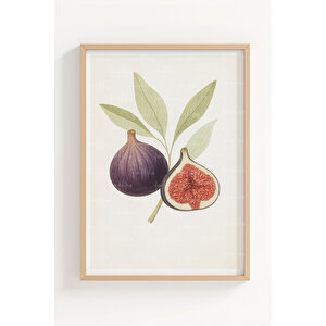 Nar Ve İncir 3’lü Vintage Ahşap Çerçeveli Tablo Seti - Mutfak Dekoru